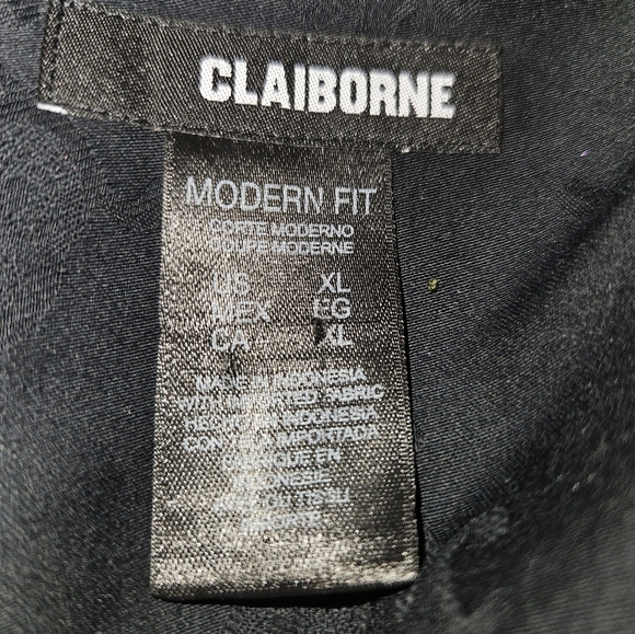 Claiborne Mens Black Modern Fit Dress Shirt Size Xl - Picture 13 of 13